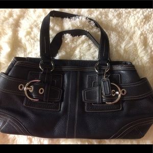 Coach Black Pebbled Rare Hampton Purse